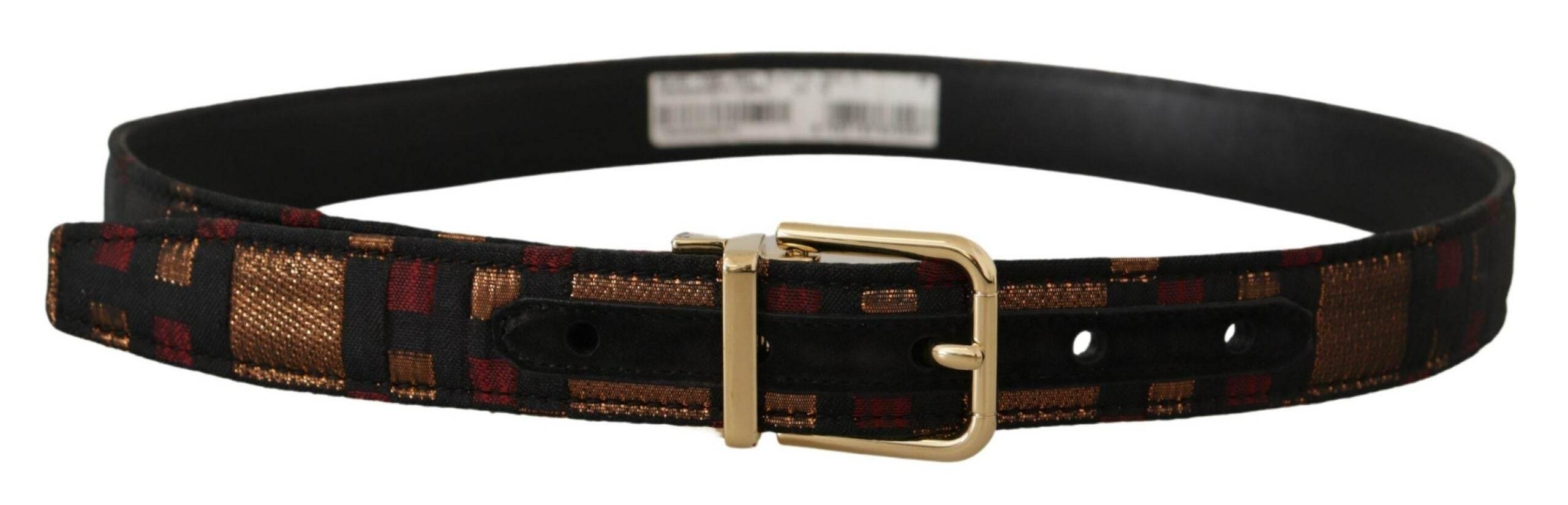 Dolce & Gabbana Multicolor Leather Belt with Gold Buckle - Hilstor