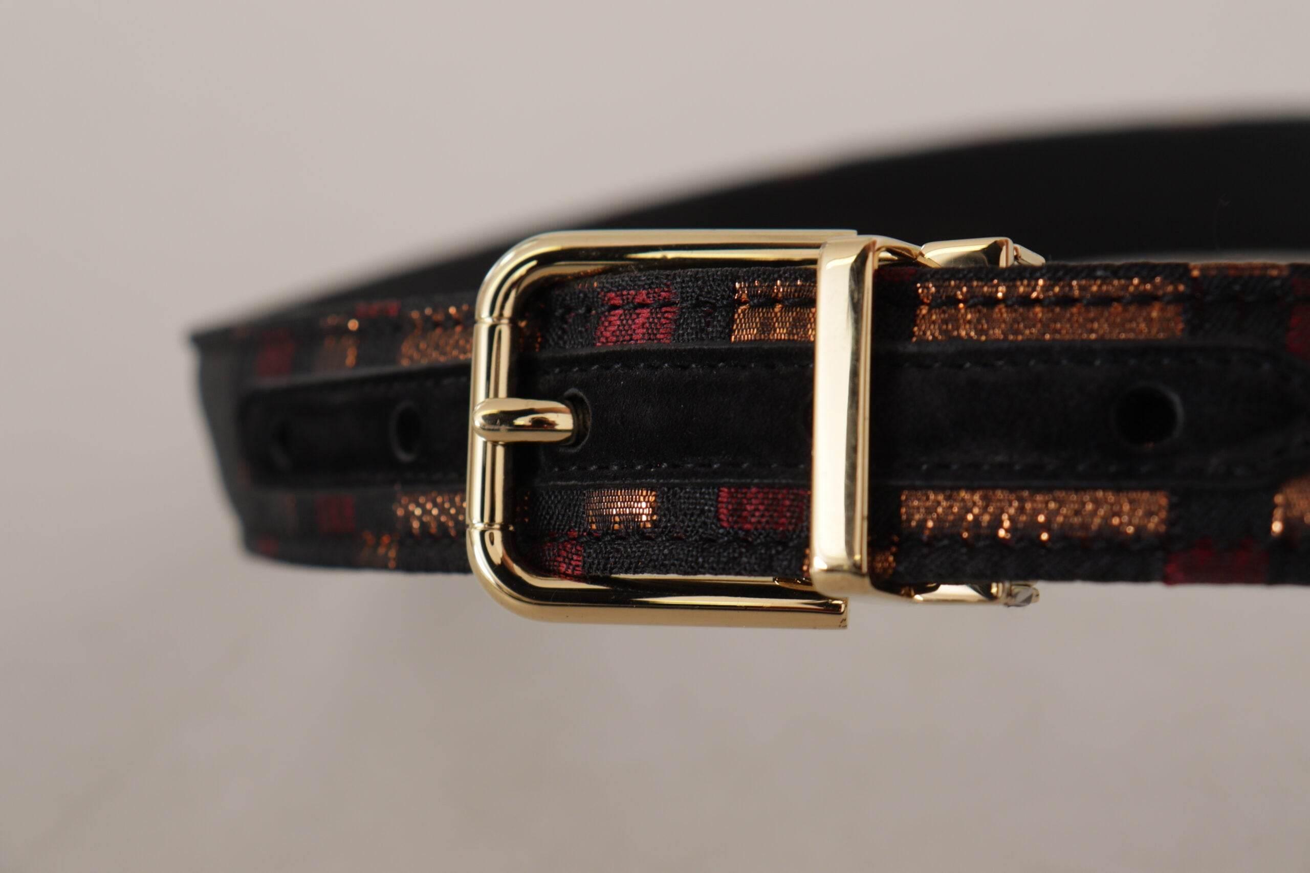 Dolce & Gabbana Multicolor Leather Belt with Gold Buckle - Hilstor