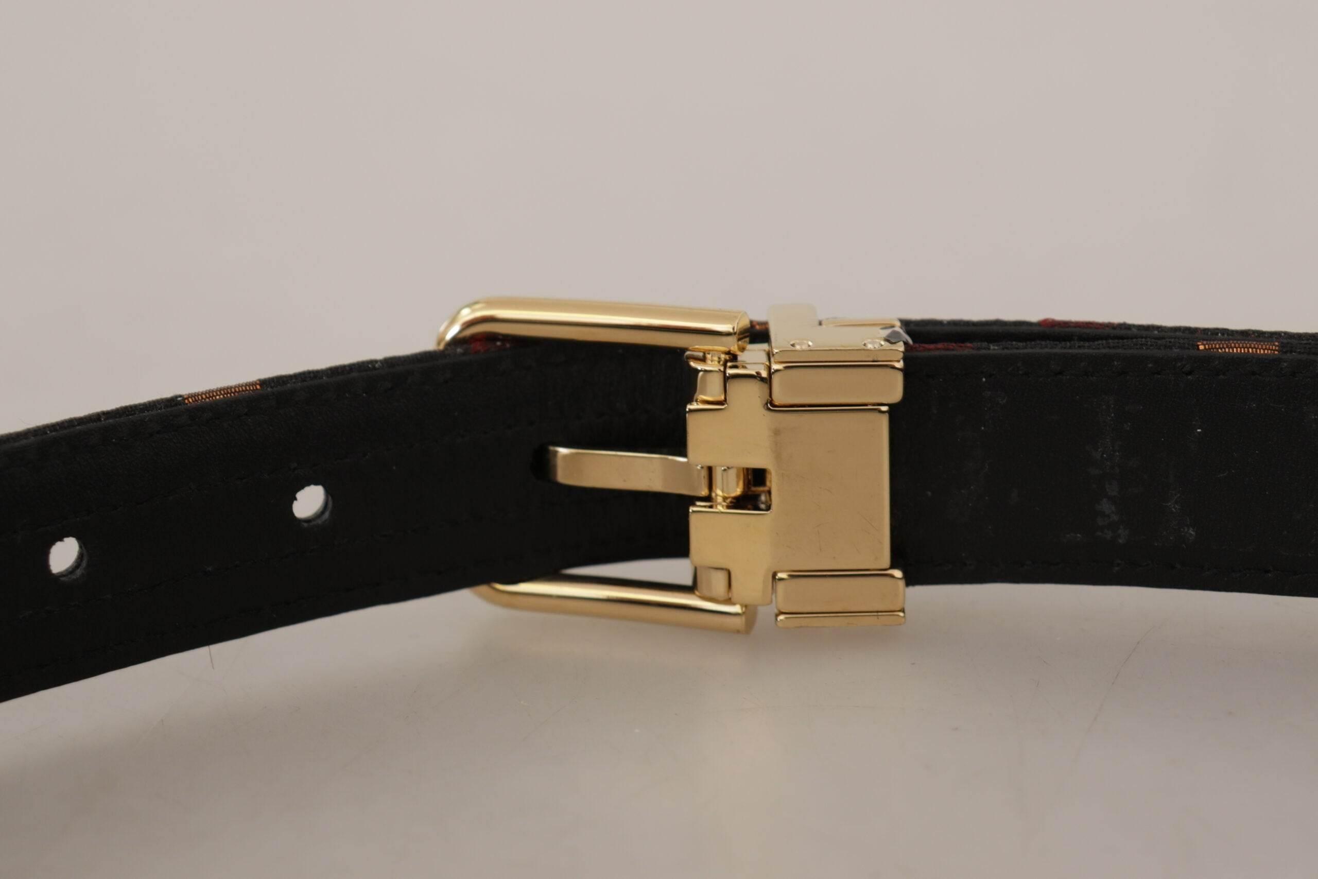 Dolce & Gabbana Multicolor Leather Belt with Gold Buckle - Hilstor