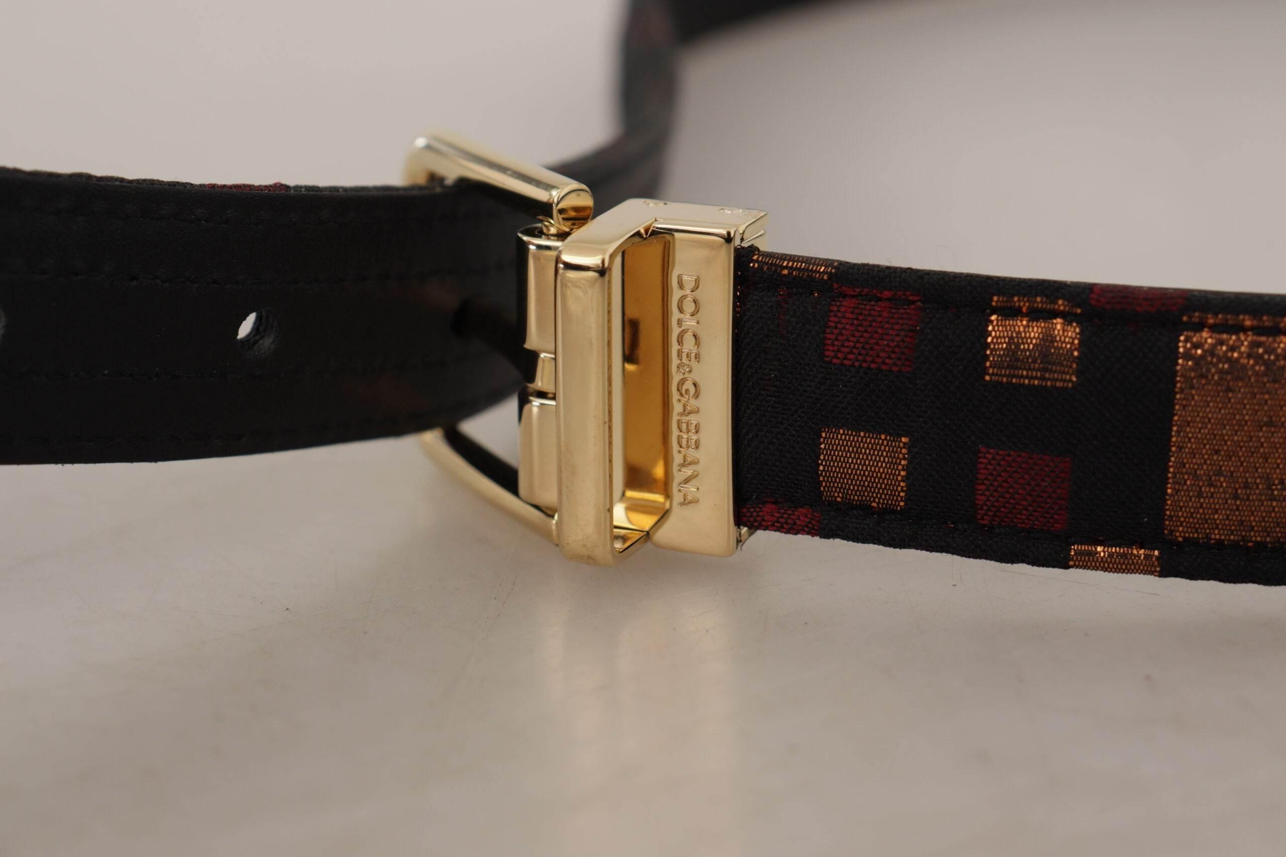 Dolce & Gabbana Multicolor Leather Belt with Gold Buckle - Hilstor
