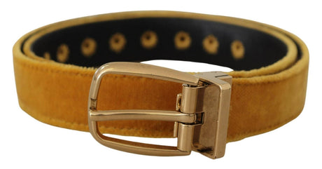 Dolce & Gabbana Elegant Velvet Gold Buckle Women's Belt - Hilstor