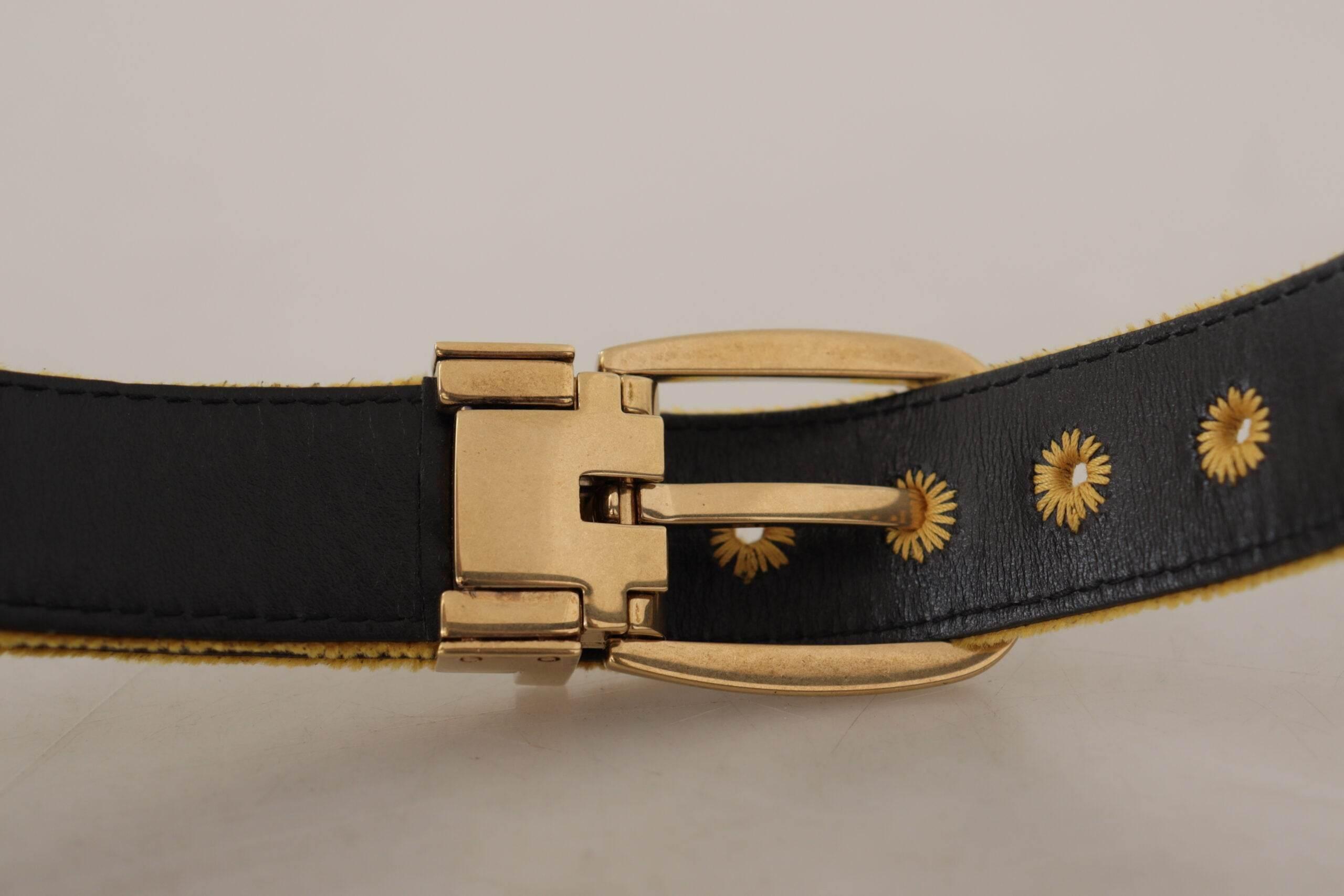 Dolce & Gabbana Elegant Velvet Gold Buckle Women's Belt - Hilstor