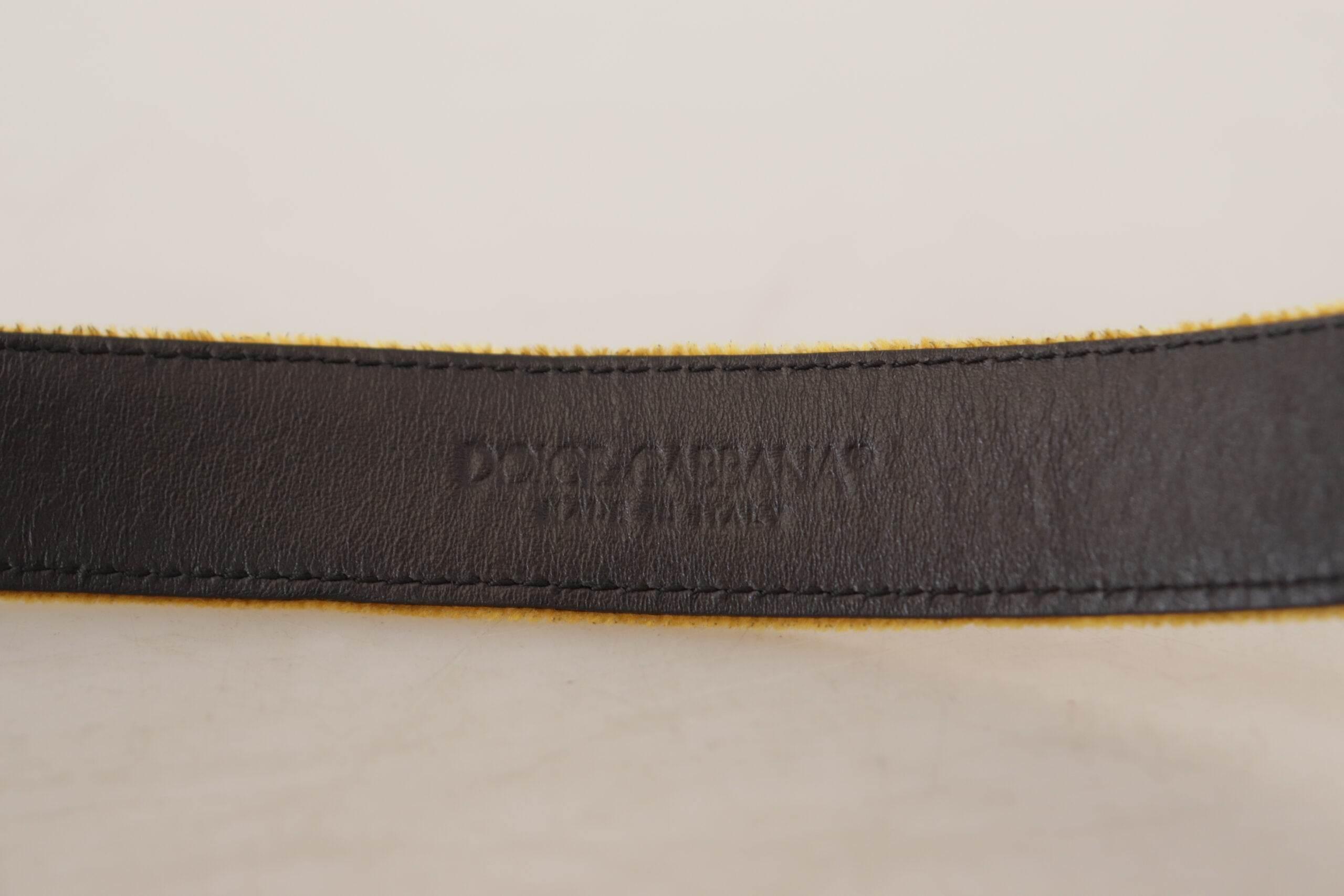 Dolce & Gabbana Elegant Velvet Gold Buckle Women's Belt - Hilstor