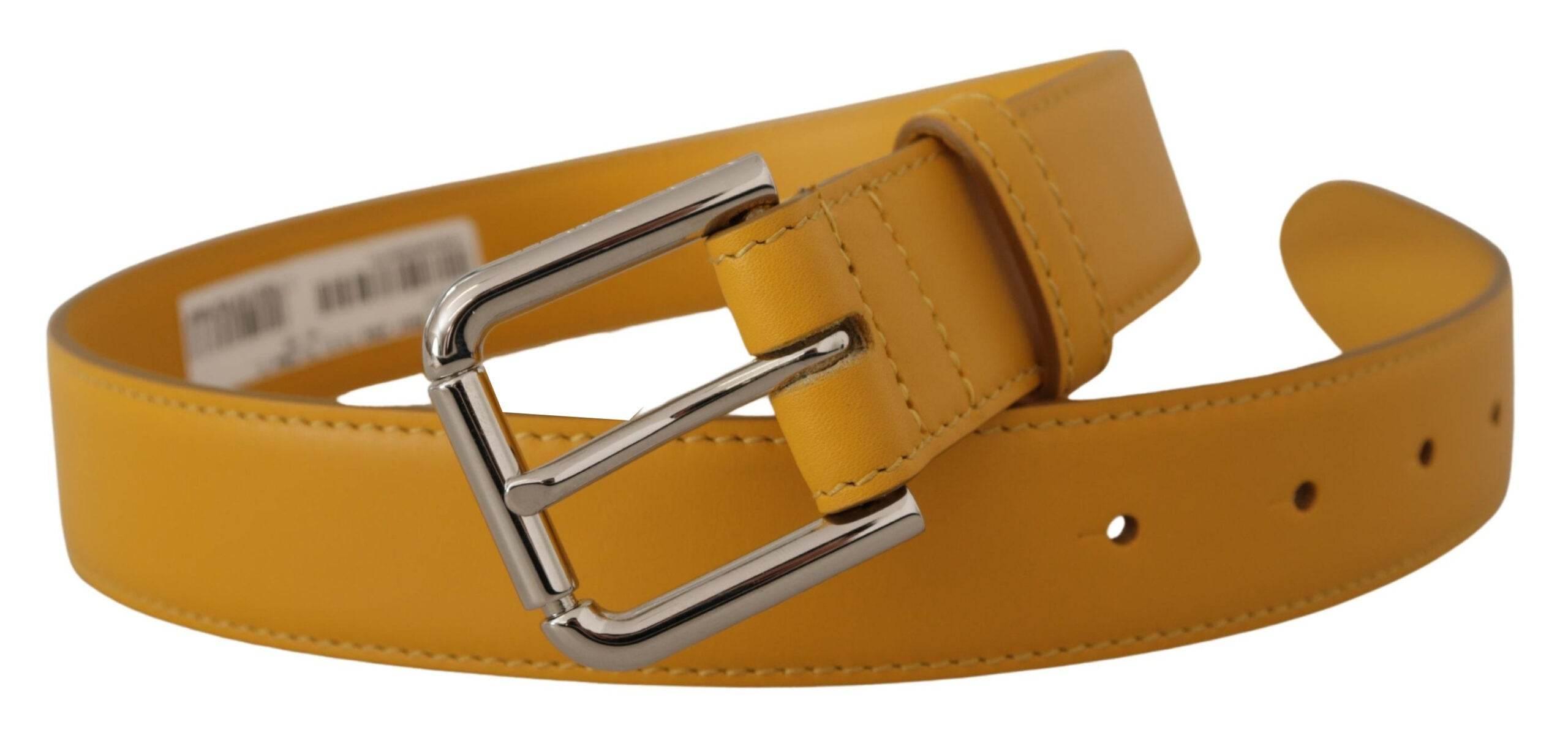 Dolce & Gabbana Elegant Leather Belt in Sunshine Yellow - Hilstor
