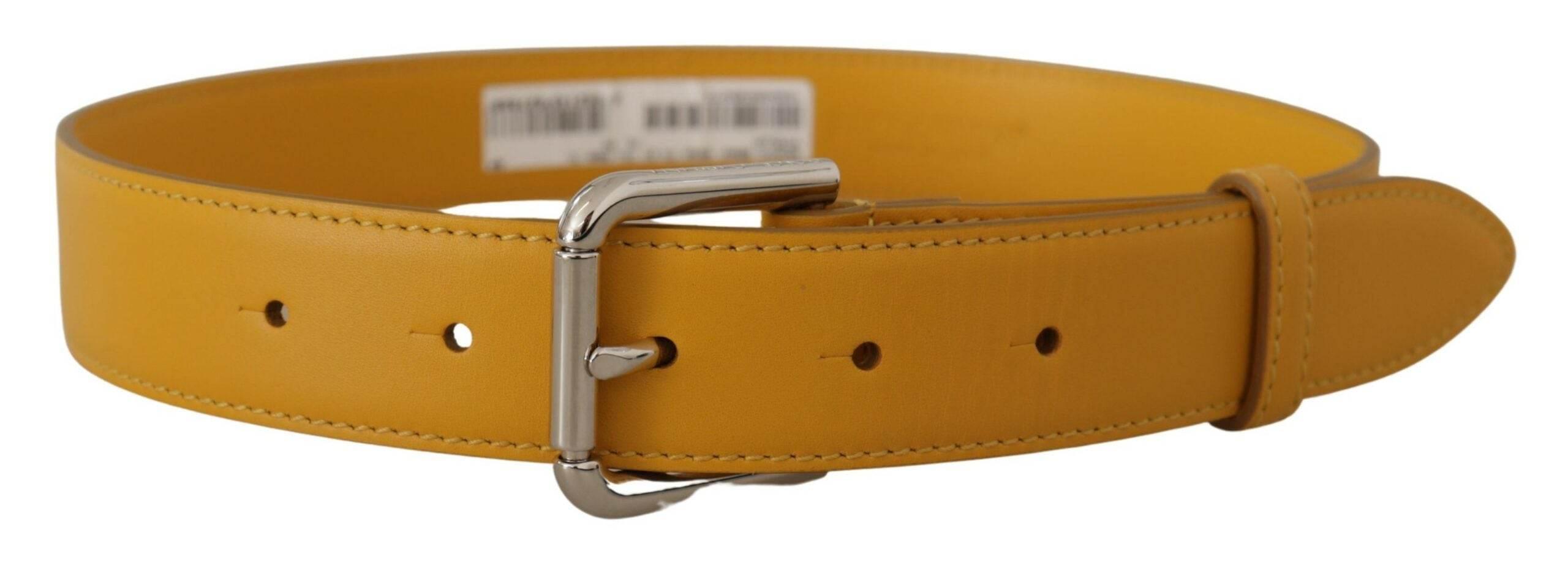 Dolce & Gabbana Elegant Leather Belt in Sunshine Yellow - Hilstor