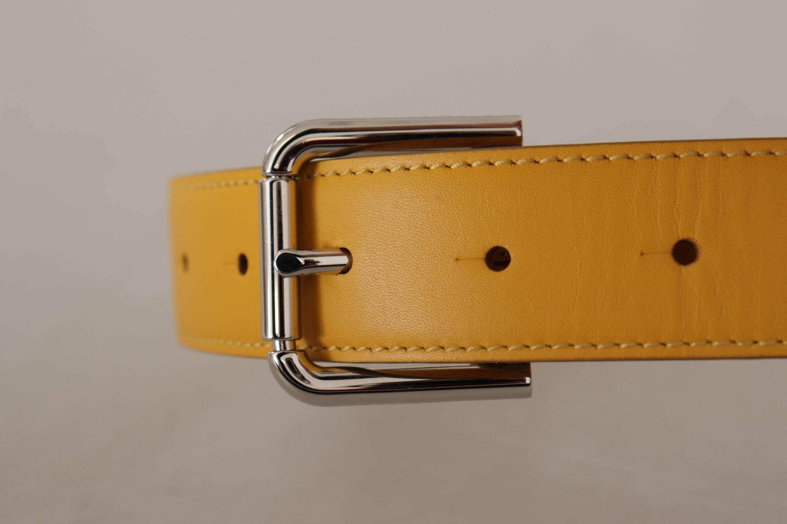 Dolce & Gabbana Elegant Leather Belt in Sunshine Yellow - Hilstor