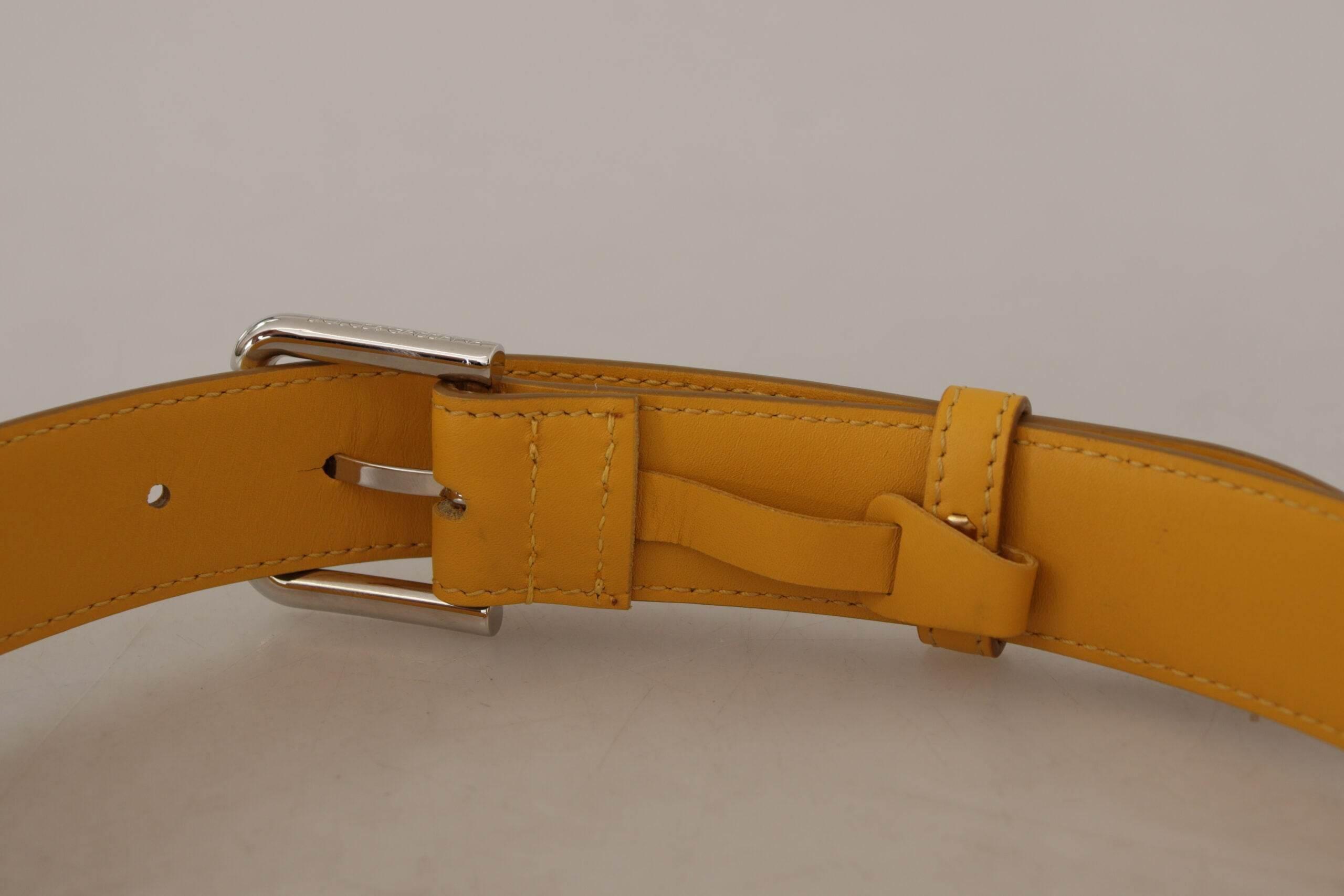 Dolce & Gabbana Elegant Leather Belt in Sunshine Yellow - Hilstor