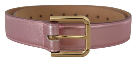 Dolce & Gabbana Elegant Metallic Pink Leather Belt - Hilstor