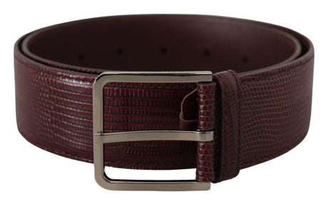 Dolce & Gabbana Elegant Maroon Leather Belt with Engraved Buckle - Hilstor