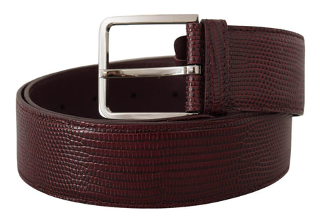 Dolce & Gabbana Elegant Maroon Leather Belt with Engraved Buckle - Hilstor
