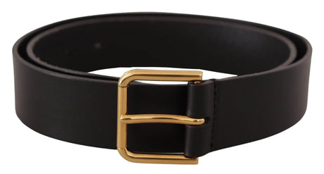 Dolce & Gabbana Elegant Black Leather Belt with Gold-Tone Buckle - Hilstor