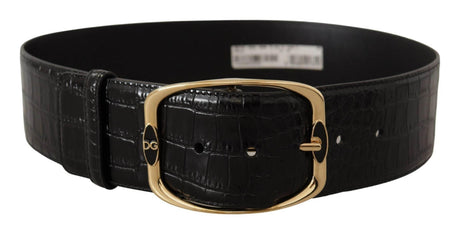 Dolce & Gabbana Elegant Black Leather Logo Belt - Hilstor