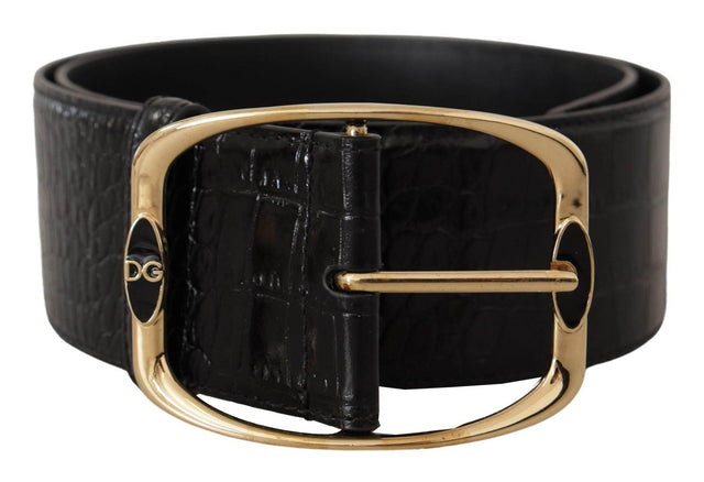 Dolce & Gabbana Elegant Black Leather Logo Belt - Hilstor