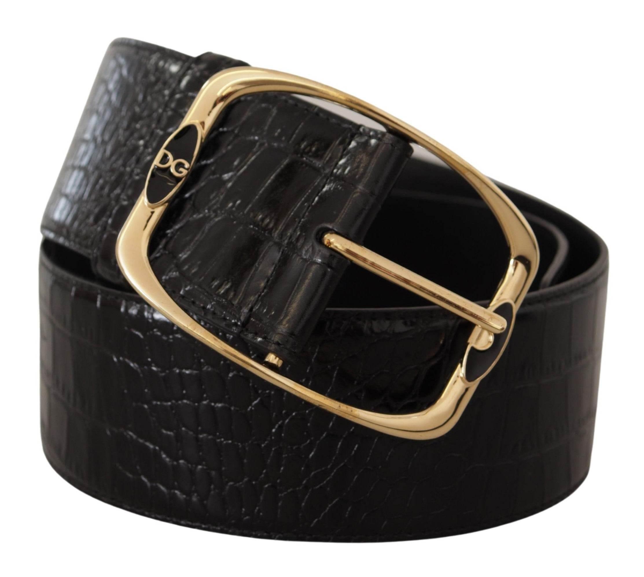 Dolce & Gabbana Elegant Black Leather Logo Belt - Hilstor