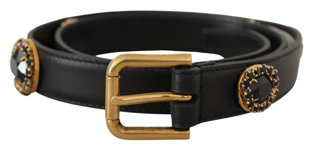 Dolce & Gabbana Elegant Black Leather Logo Belt - Hilstor