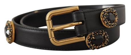 Dolce & Gabbana Elegant Black Leather Logo Belt - Hilstor