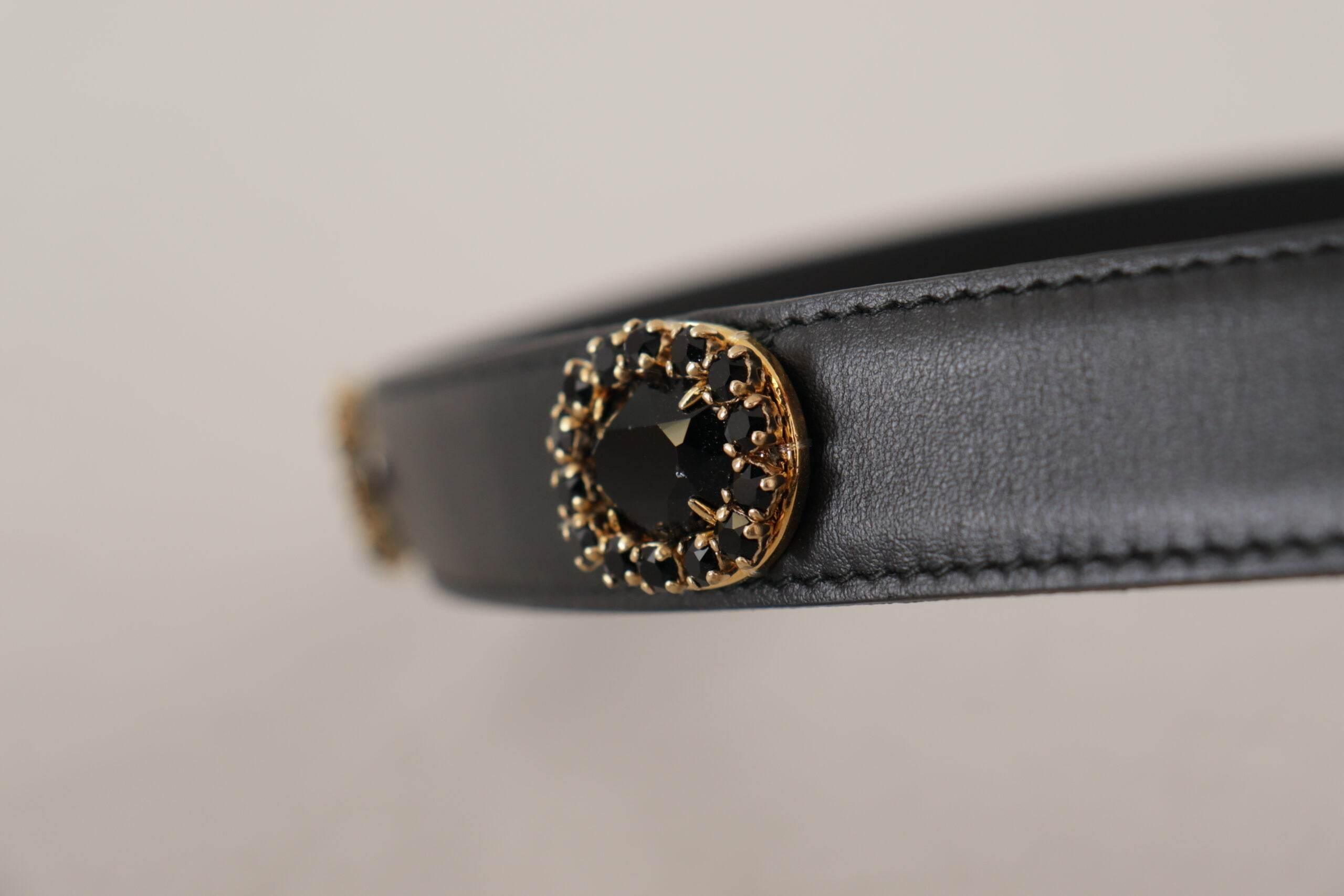 Dolce & Gabbana Elegant Black Leather Logo Belt - Hilstor