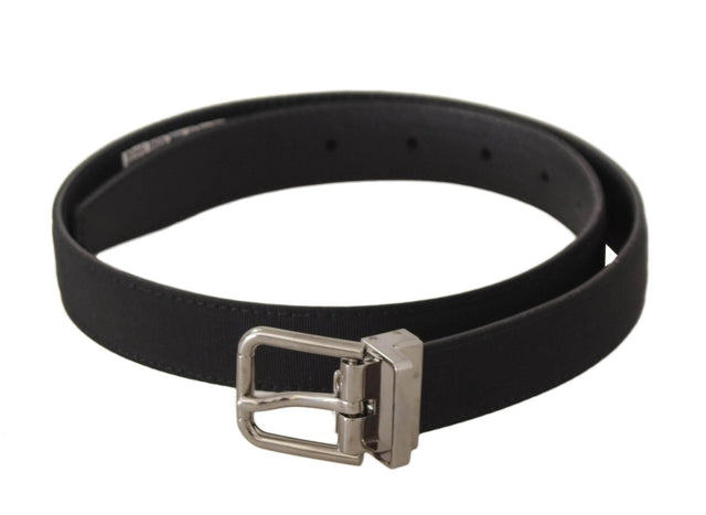 Dolce & Gabbana Elegant Black Canvas & Leather Belt - Hilstor
