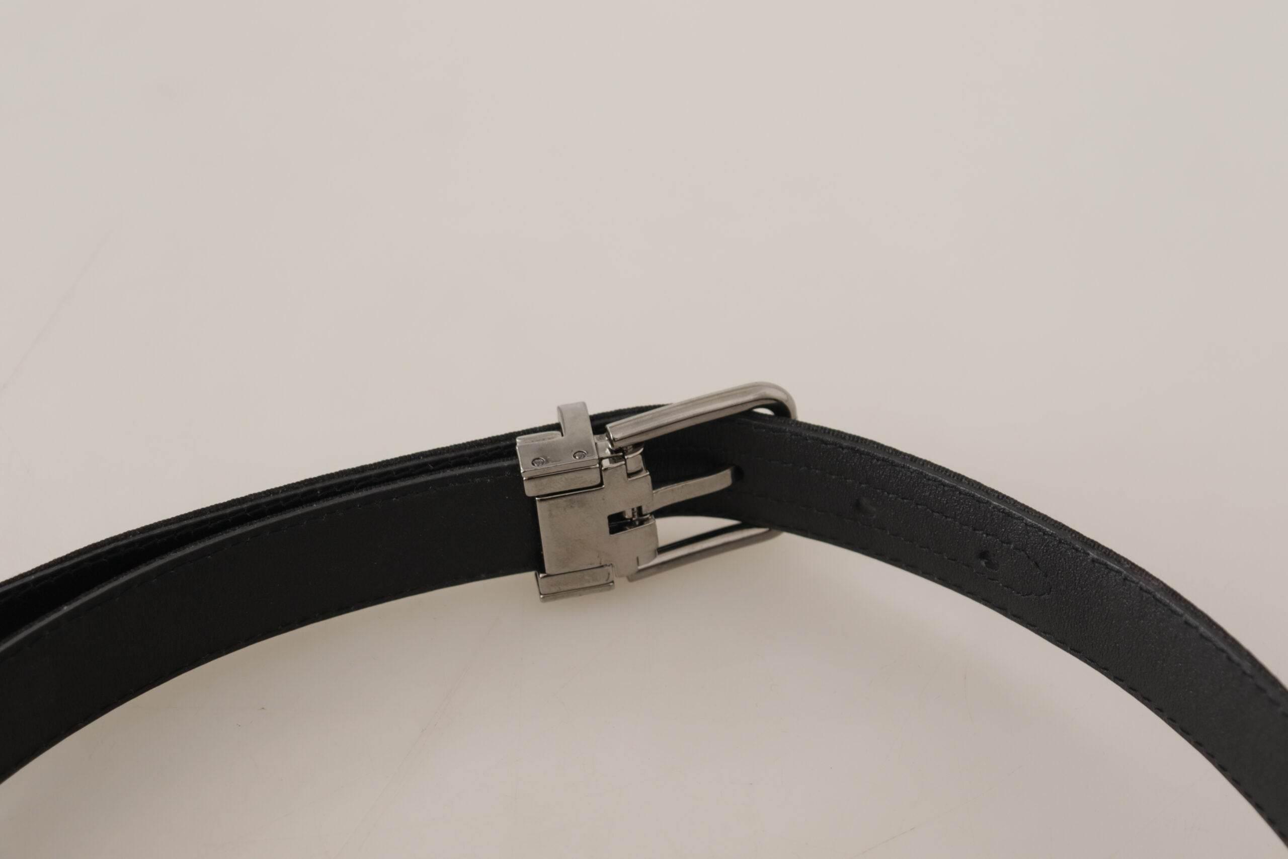 Dolce & Gabbana Elegant Black Canvas & Leather Belt - Hilstor