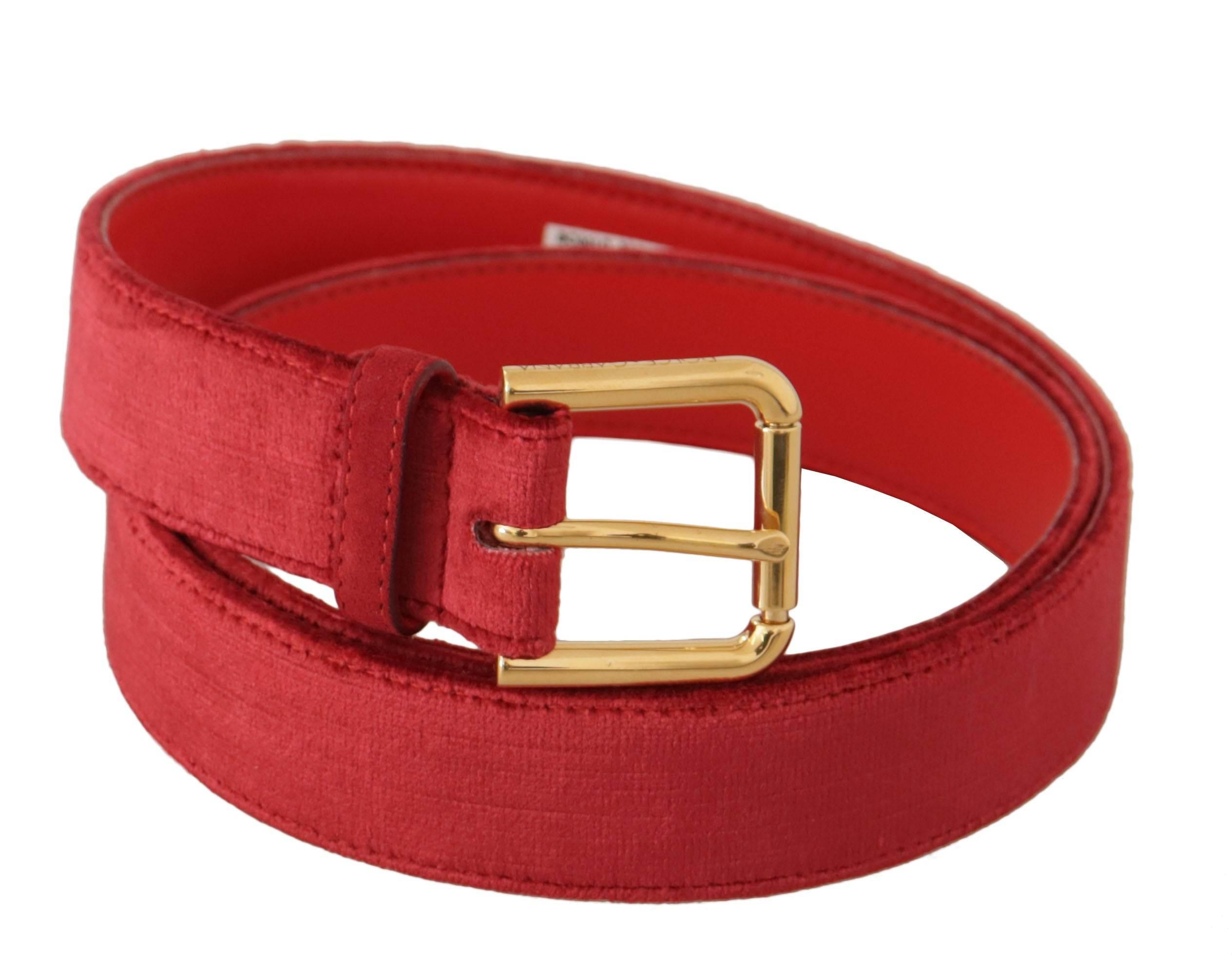 Dolce & Gabbana Elegant Red Suede Designer Belt - Hilstor