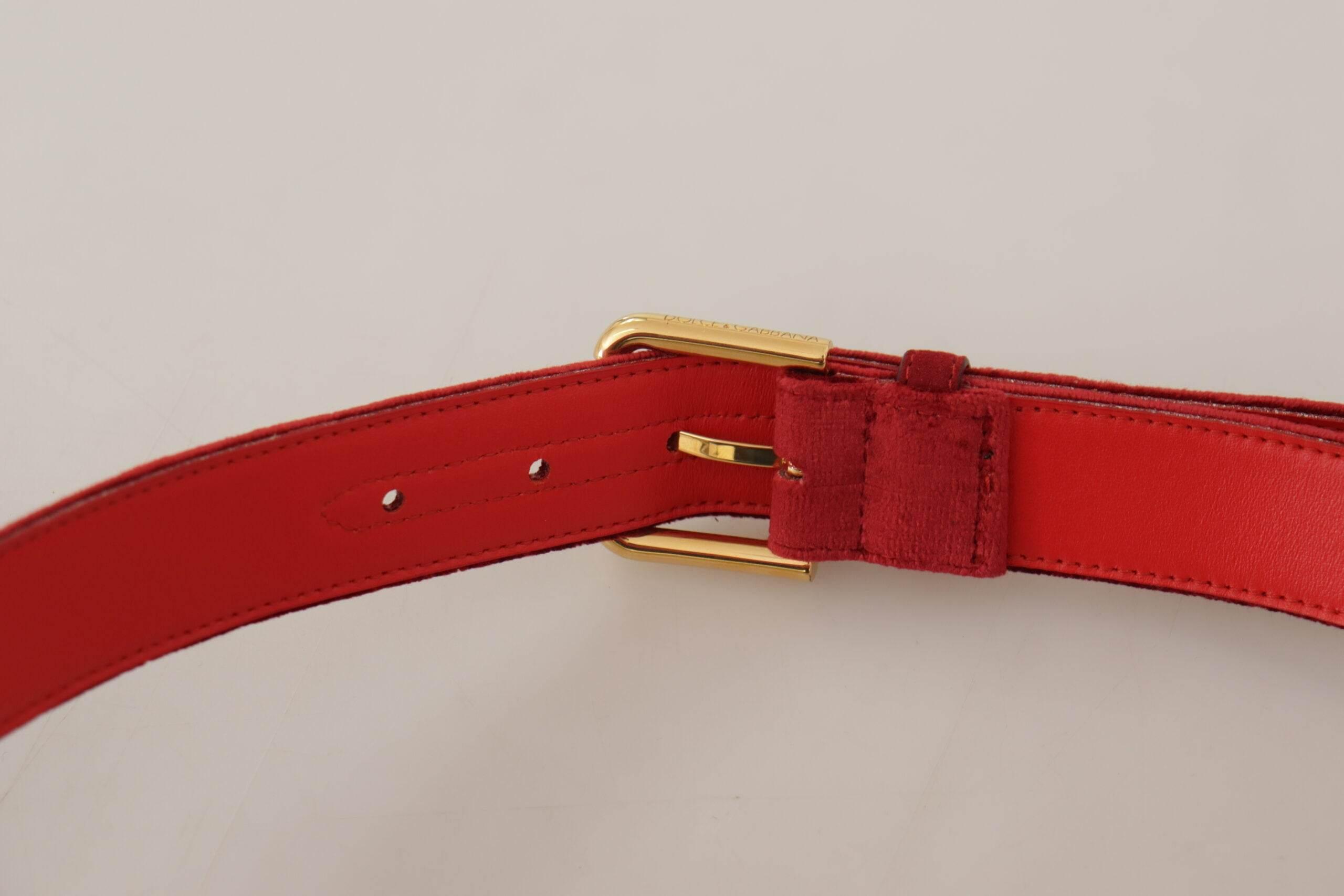 Dolce & Gabbana Elegant Red Suede Designer Belt - Hilstor
