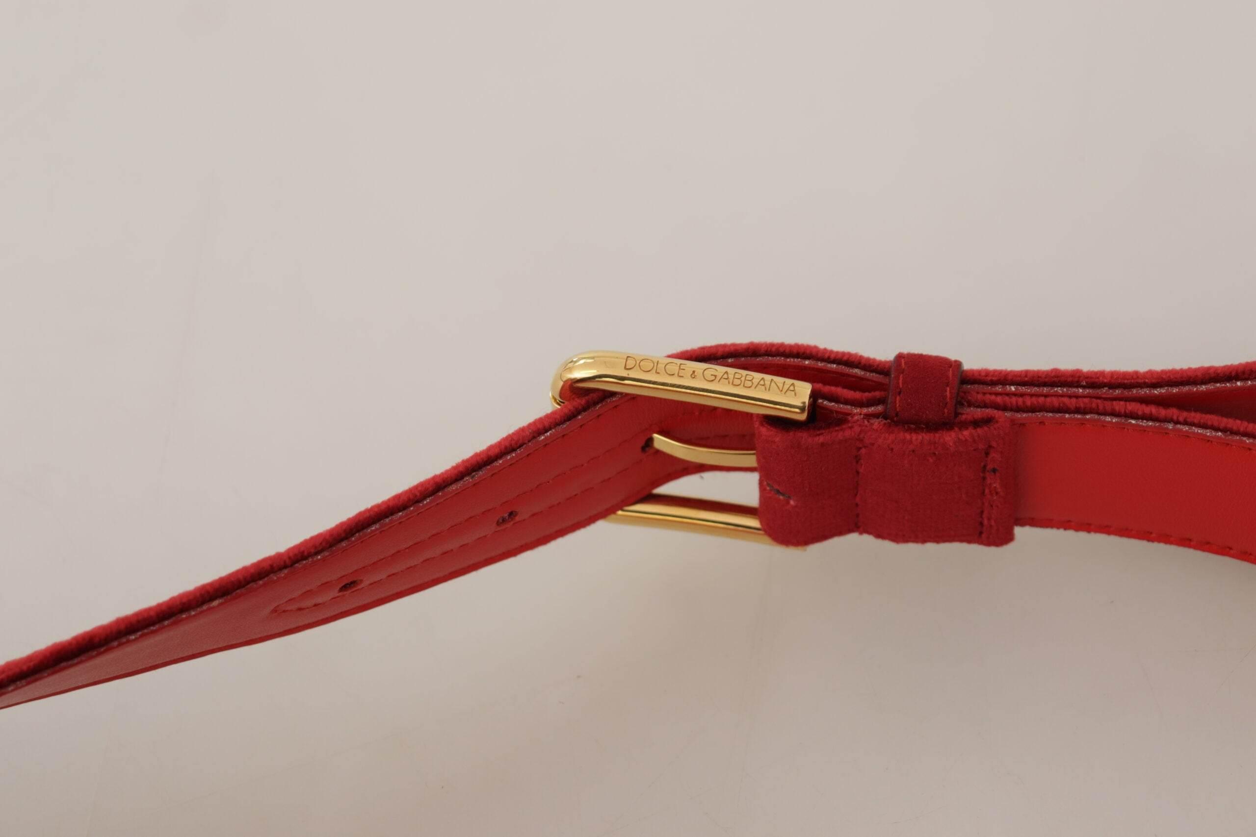 Dolce & Gabbana Elegant Red Suede Designer Belt - Hilstor