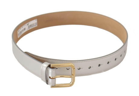 Dolce & Gabbana Engraved Silver-Toned Leather Belt - Hilstor