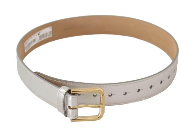 Dolce & Gabbana Engraved Silver-Toned Leather Belt - Hilstor