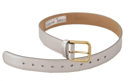 Dolce & Gabbana Engraved Silver-Toned Leather Belt - Hilstor