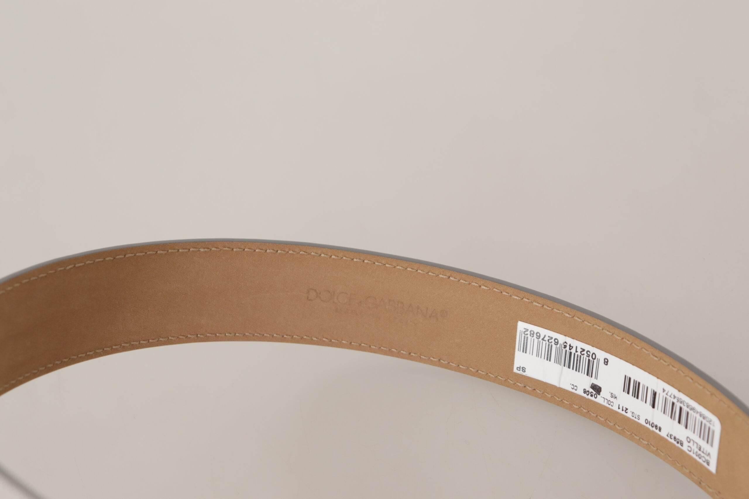 Dolce & Gabbana Engraved Silver-Toned Leather Belt - Hilstor