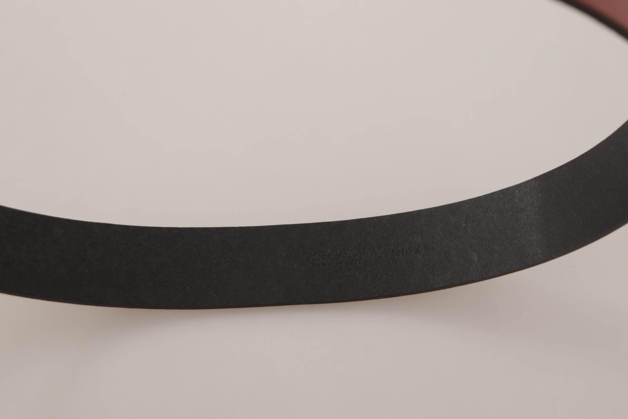 Dolce & Gabbana Elegant Red Leather Belt with Engraved Buckle - Hilstor