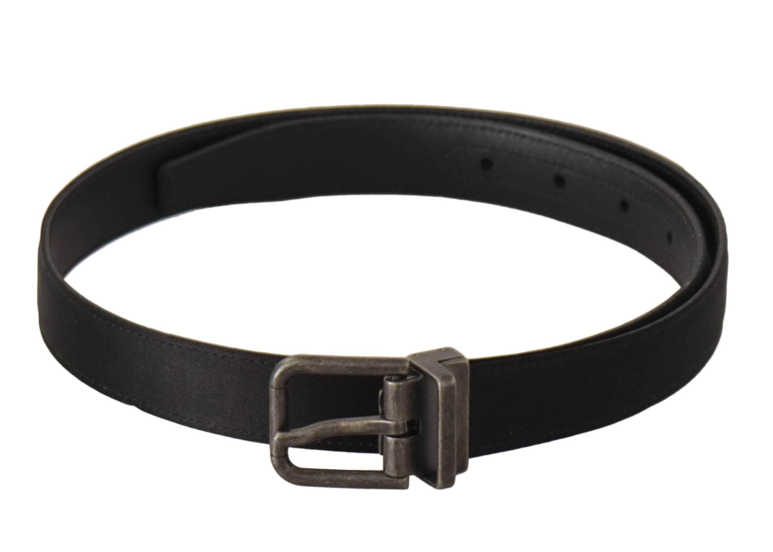 Dolce & Gabbana Elegant Black Leather Belt with Metal Buckle - Hilstor