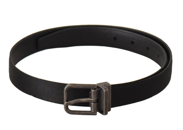 Dolce & Gabbana Elegant Black Leather Belt with Metal Buckle - Hilstor