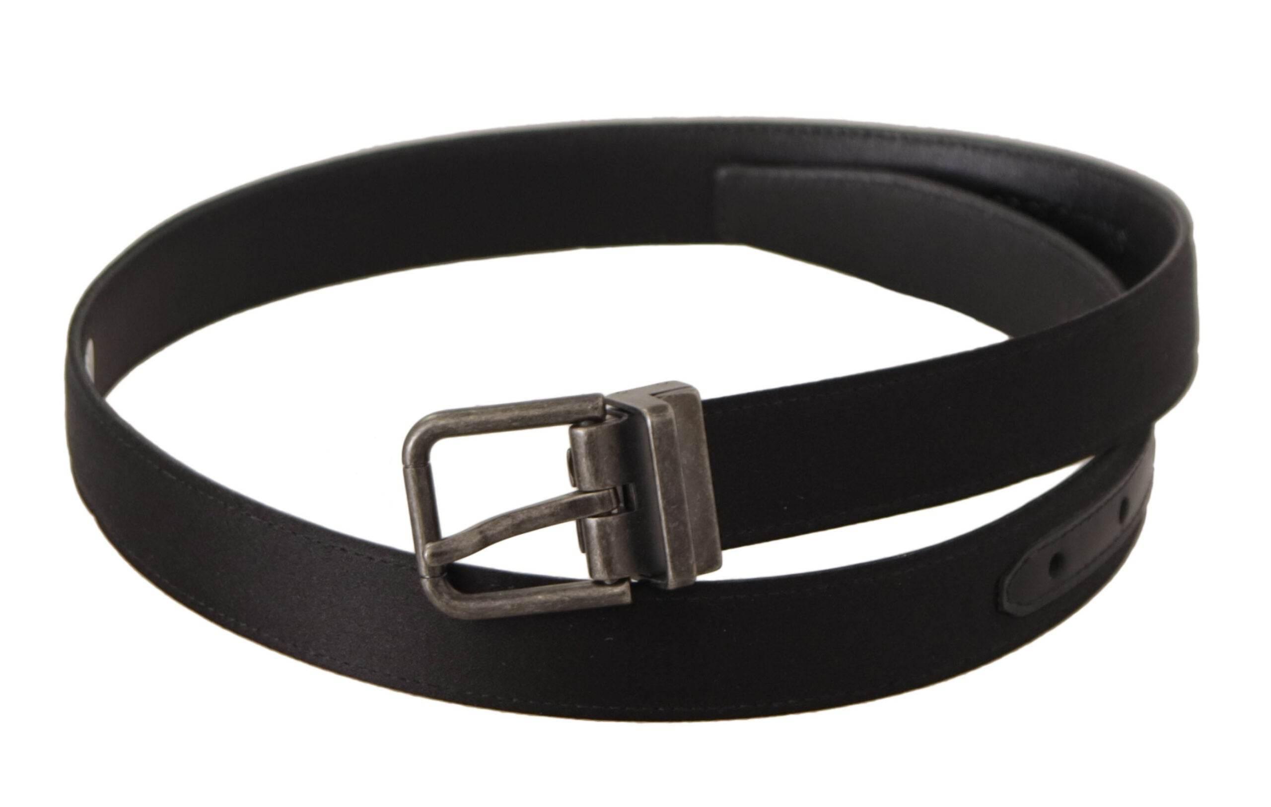 Dolce & Gabbana Elegant Black Leather Belt with Metal Buckle - Hilstor