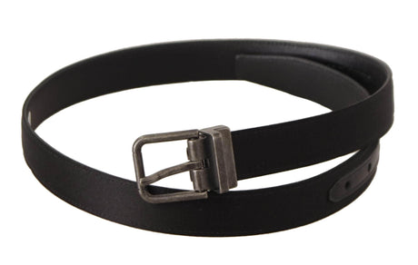 Dolce & Gabbana Elegant Black Leather Belt with Metal Buckle - Hilstor
