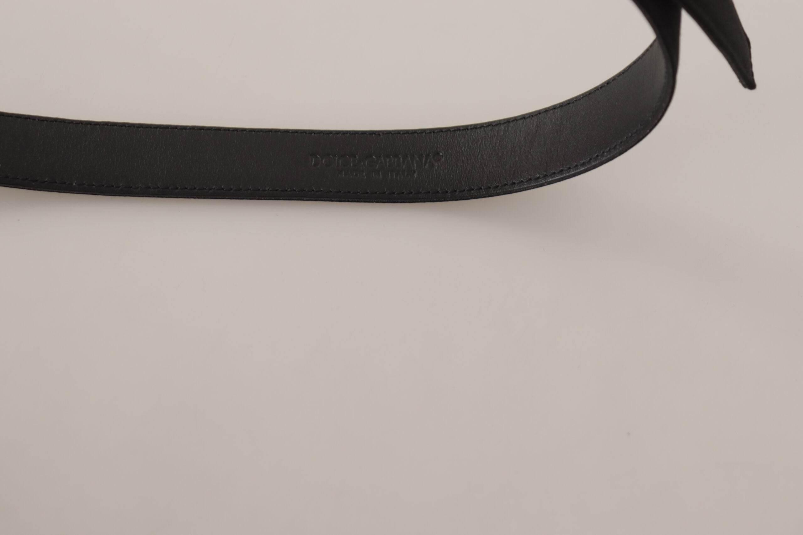 Dolce & Gabbana Elegant Black Leather Belt with Metal Buckle - Hilstor