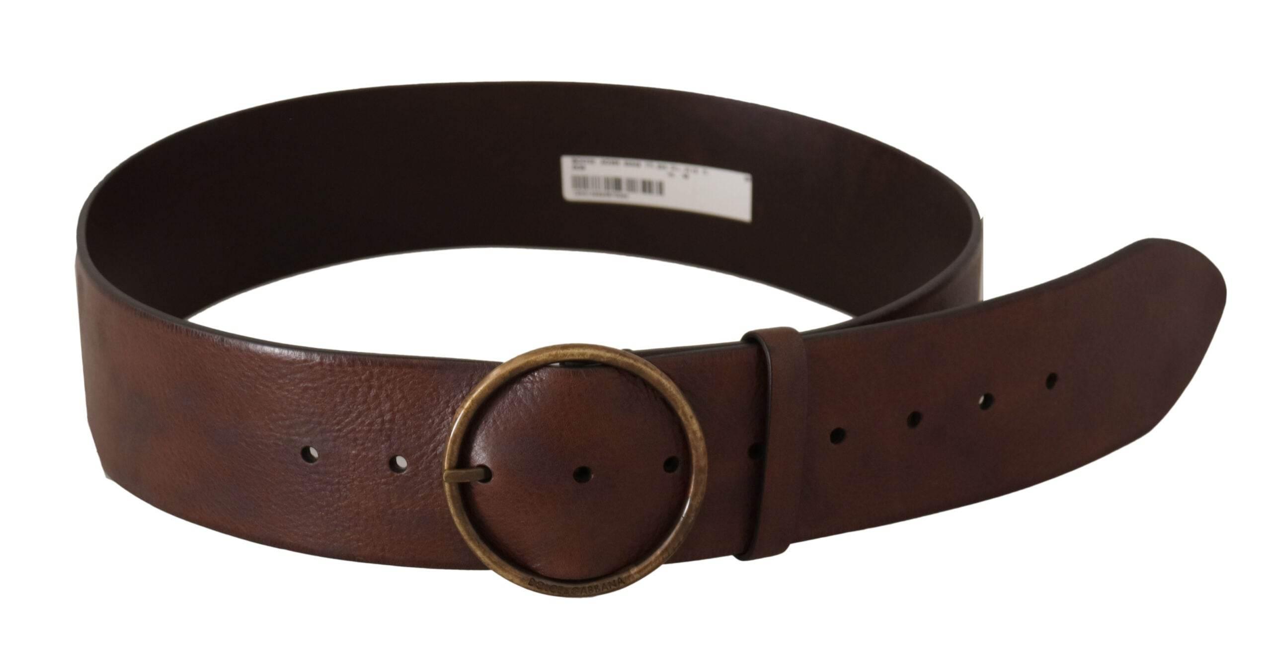 Dolce & Gabbana Elegant Leather Belt with Engraved Buckle - Hilstor
