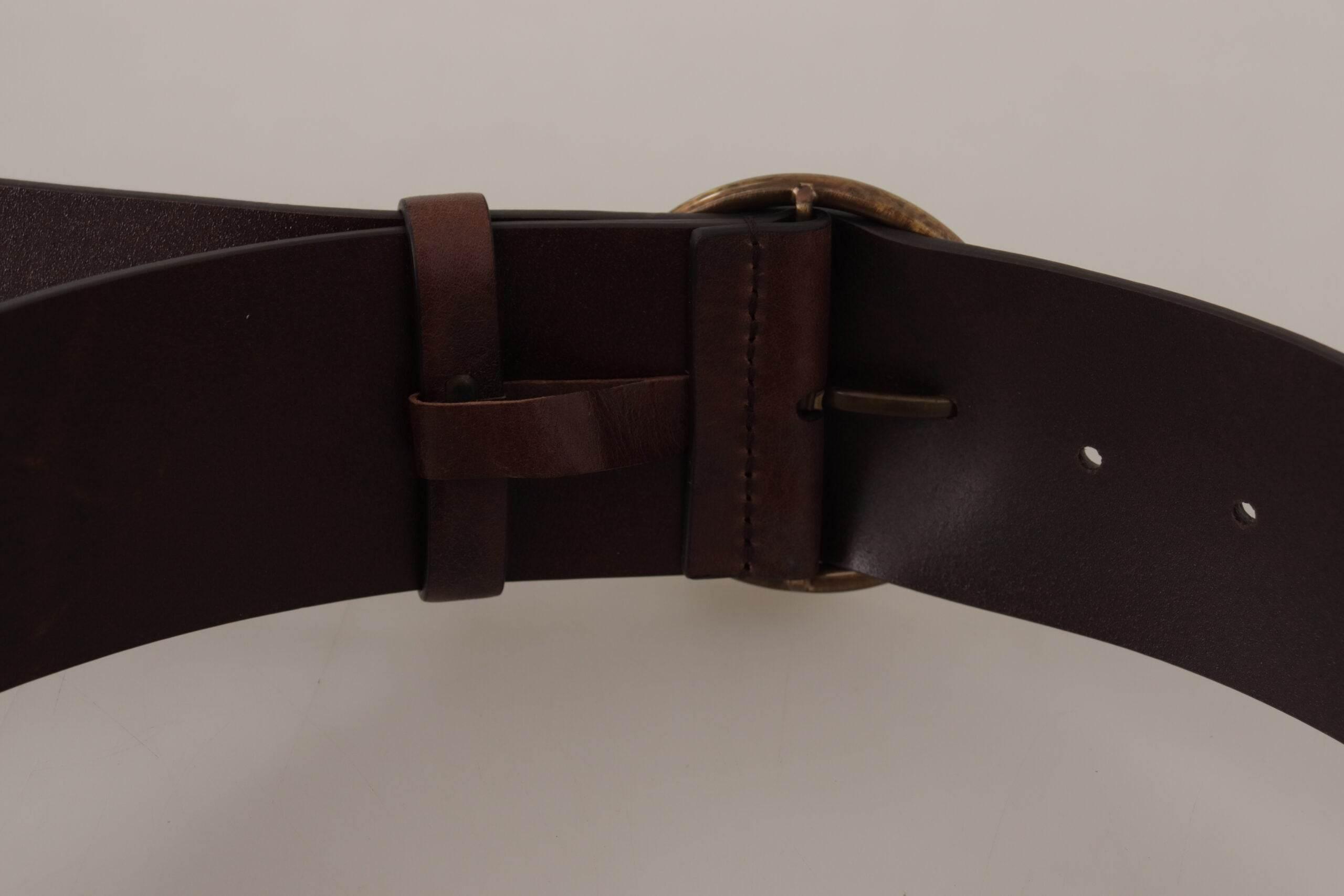 Dolce & Gabbana Elegant Leather Belt with Engraved Buckle - Hilstor