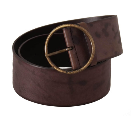 Dolce & Gabbana Elegant Dark Brown Leather Belt with Logo Buckle - Hilstor
