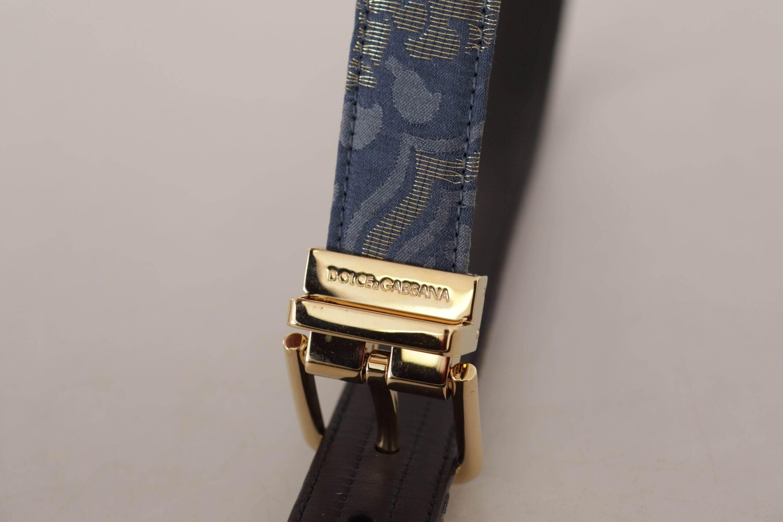 Dolce & Gabbana Elegant Navy Blue Leather Belt - Hilstor