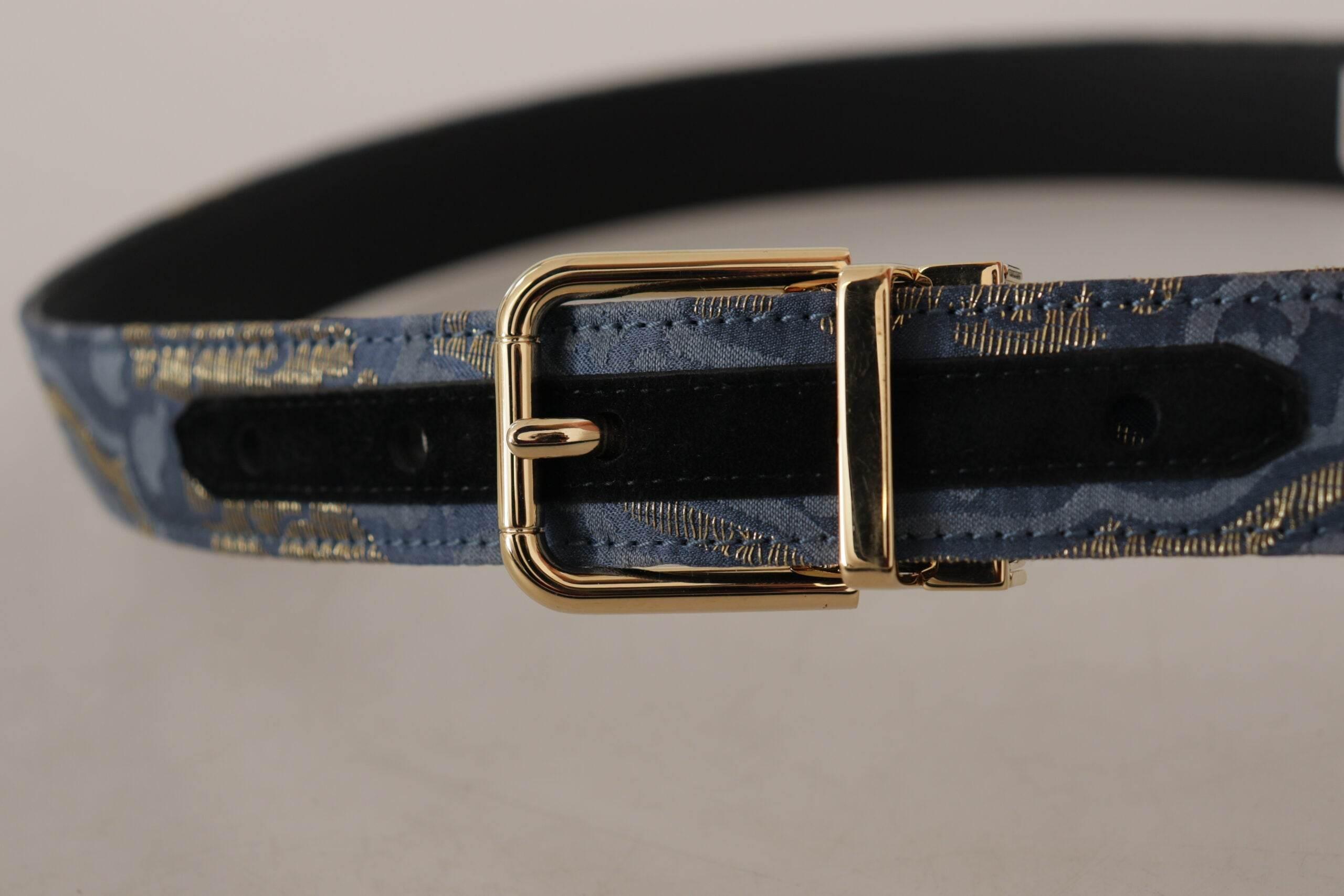 Dolce & Gabbana Elegant Navy Blue Leather Belt - Hilstor