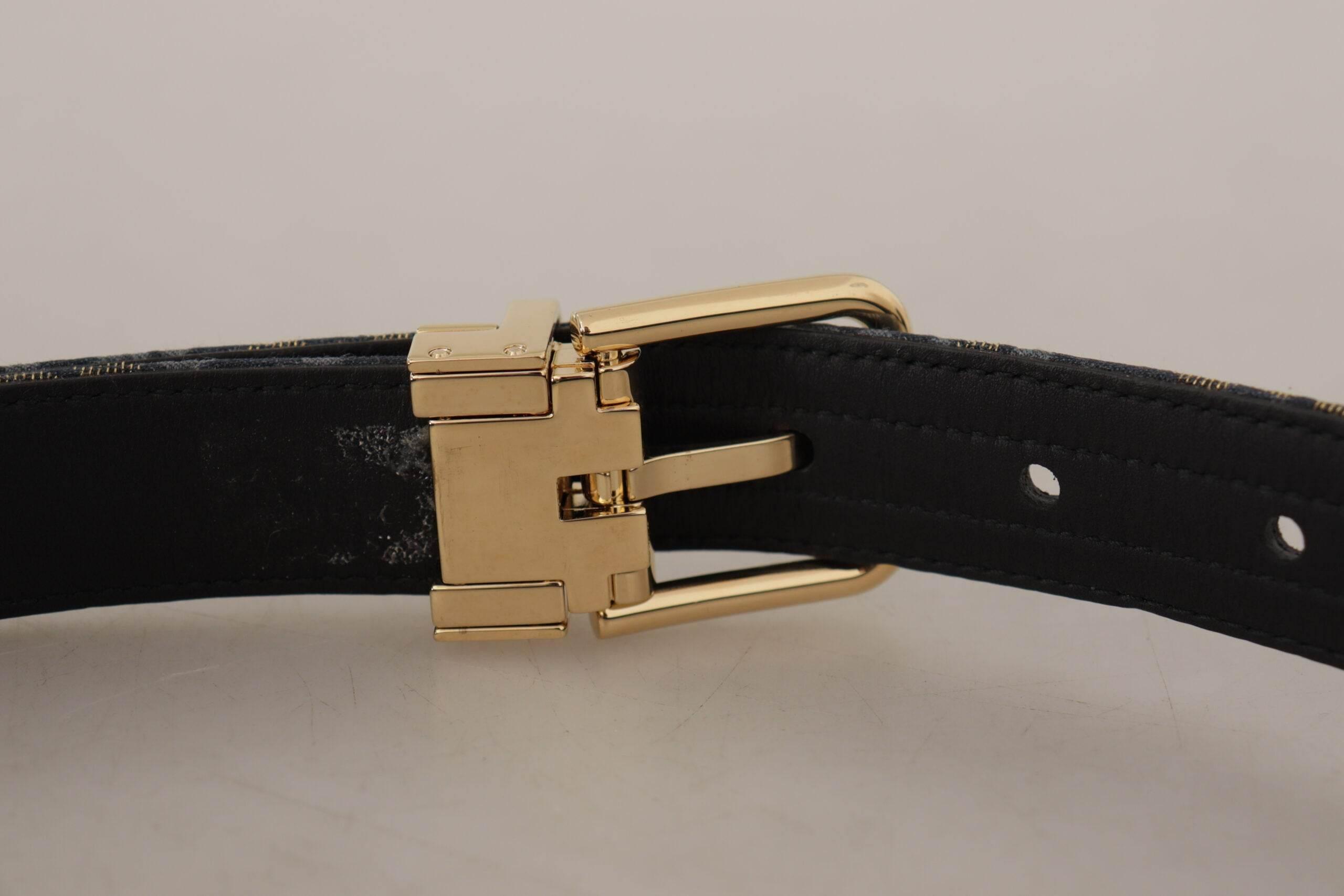 Dolce & Gabbana Elegant Navy Blue Leather Belt - Hilstor