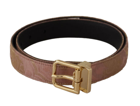 Dolce & Gabbana Chic Rose Pink Leather Belt with Logo Buckle - Hilstor