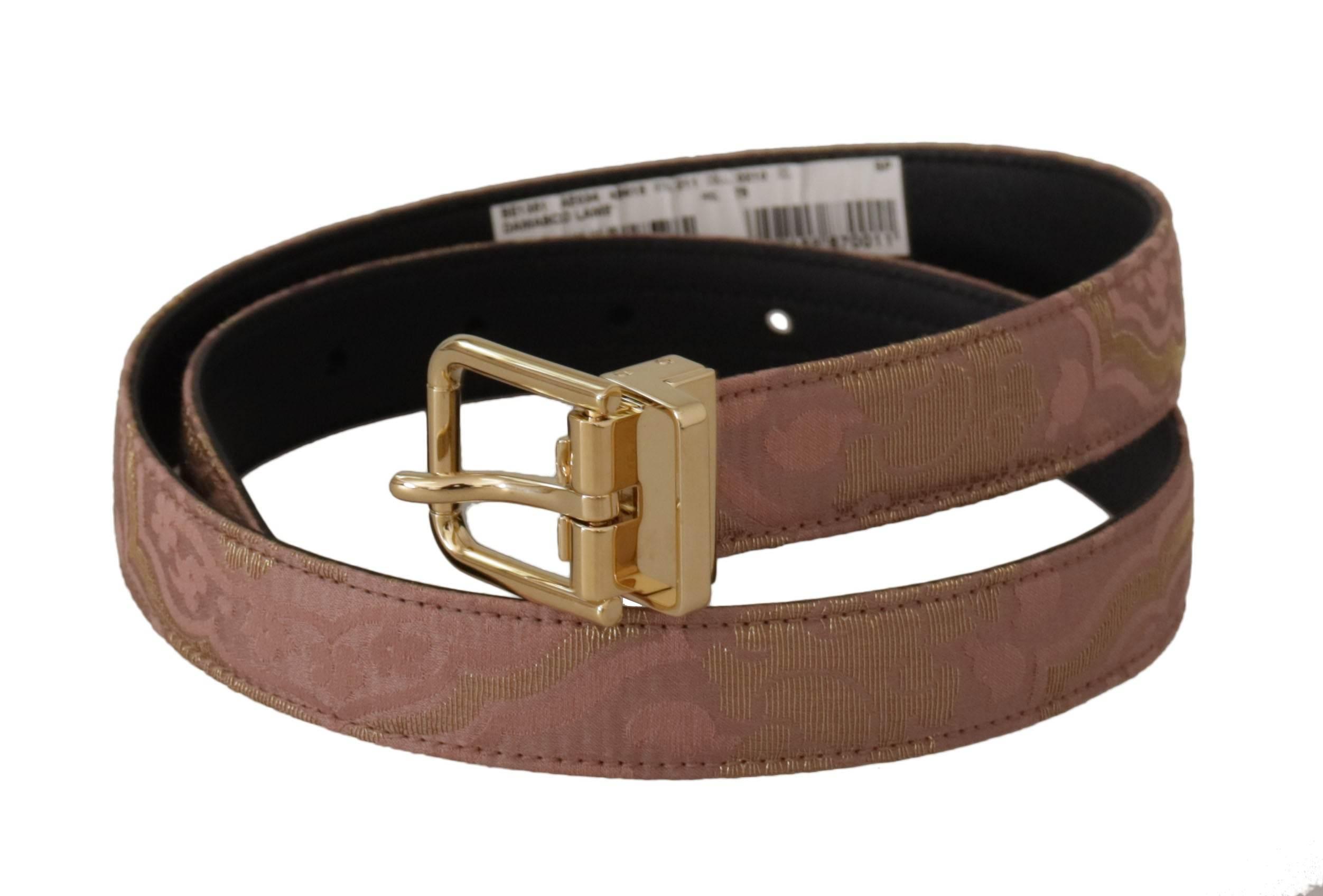 Dolce & Gabbana Chic Rose Pink Leather Belt with Logo Buckle - Hilstor