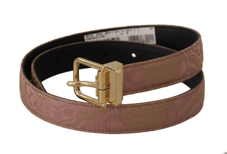 Dolce & Gabbana Chic Rose Pink Leather Belt with Logo Buckle - Hilstor