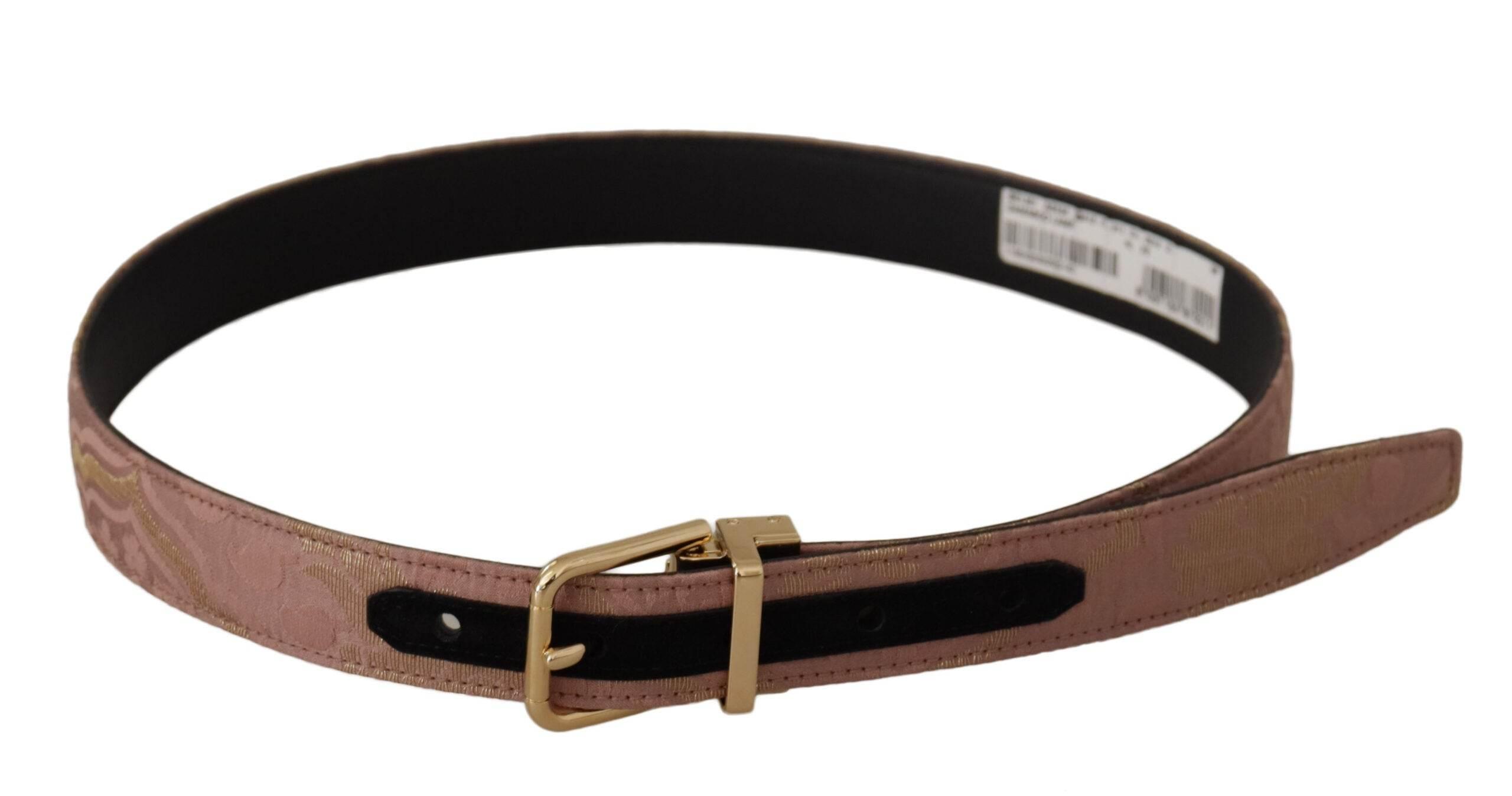 Dolce & Gabbana Chic Rose Pink Leather Belt with Logo Buckle - Hilstor