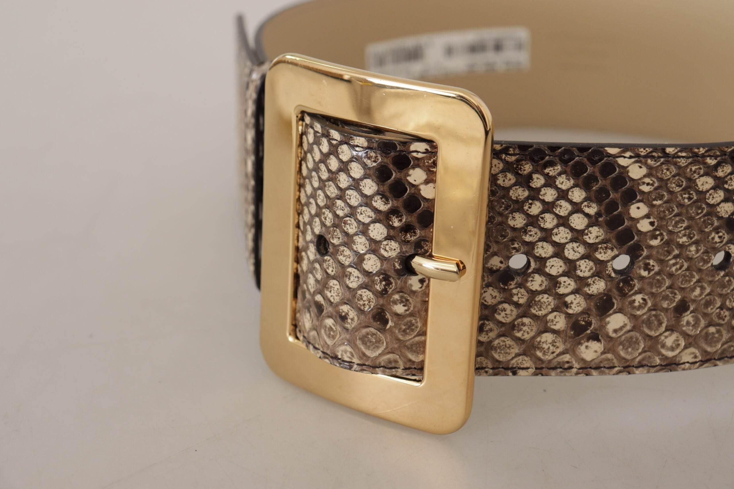 Dolce & Gabbana Elegant Leather Belt with Engraved Buckle - Hilstor