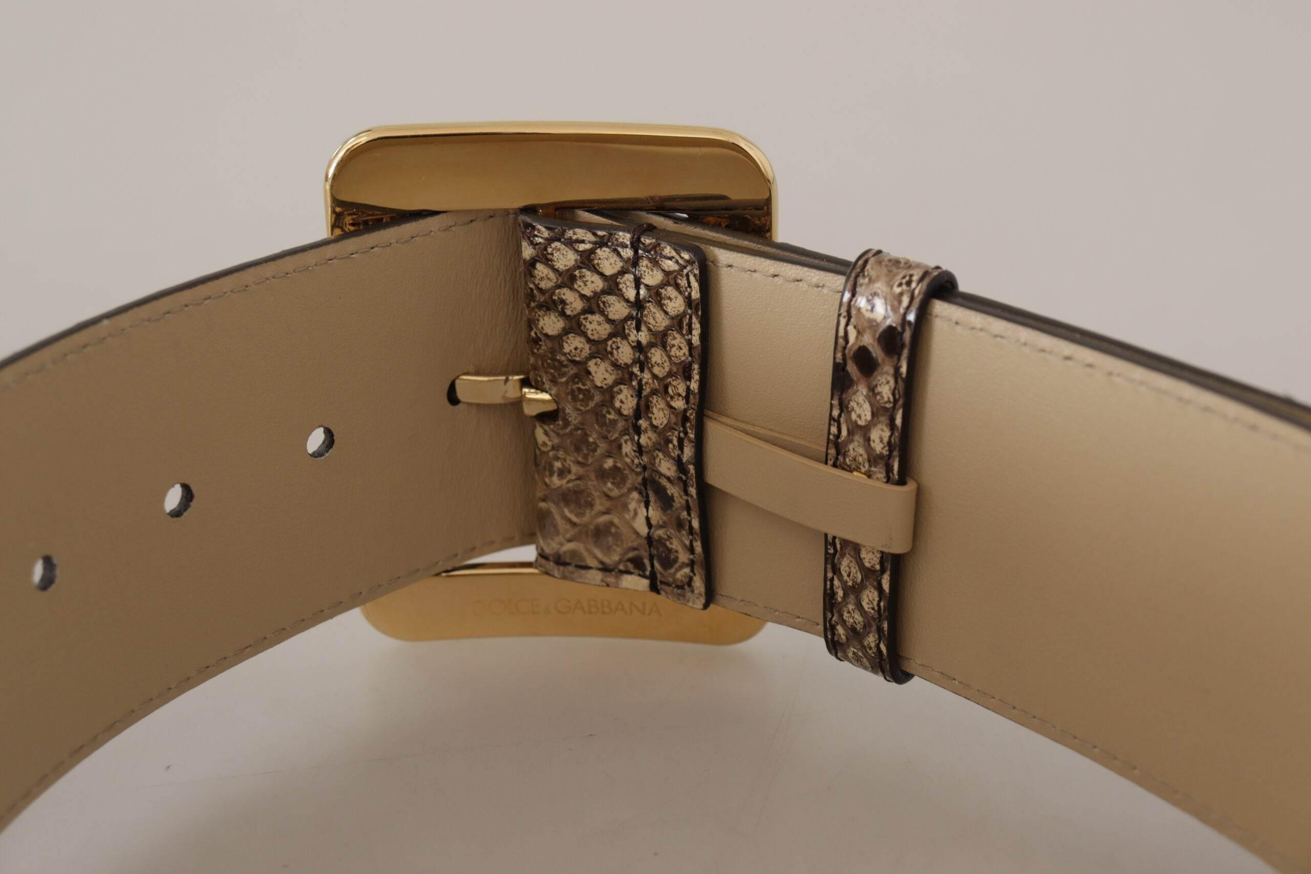 Dolce & Gabbana Elegant Leather Belt with Engraved Buckle - Hilstor