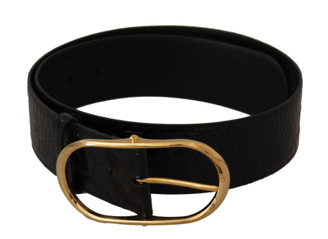 Dolce & Gabbana Chic Black Leather Logo Belt - Hilstor