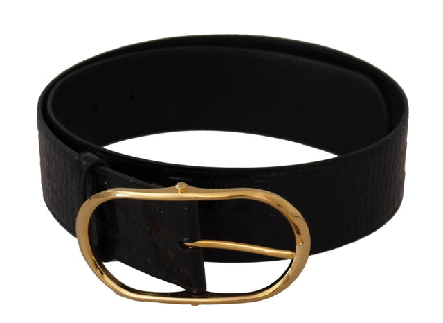 Dolce & Gabbana Chic Black Leather Logo Belt - Hilstor